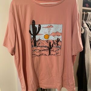 SHEIN Pink Curve T-Shirt